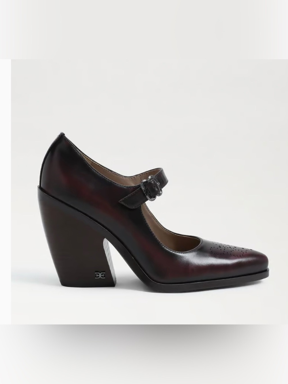 Sam Edelman “Aleksa” Mary Jane Block‑Heeled Pumps in Deep Crimson Size 9.5